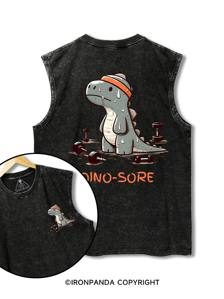 T- Rex - Dino-Sore printed Washed Gym tank