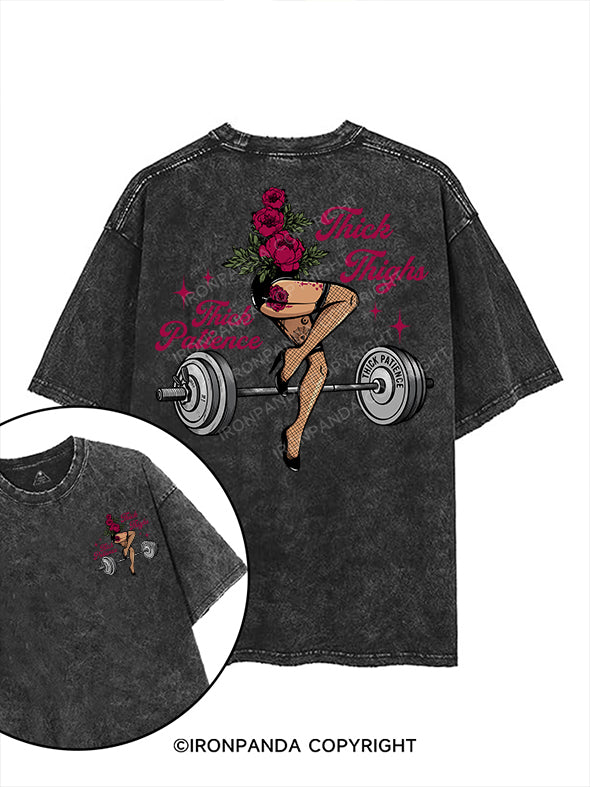 THICK THIGHS THICK PATIENCE printed Gym Shirt