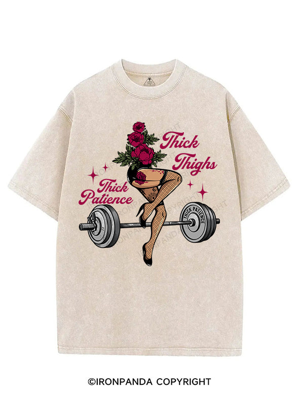 THICK THIGHS THICK PATIENCE VINTAGE GYM SHIRT