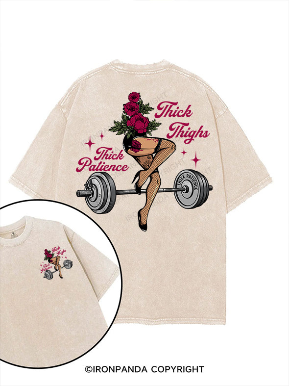 THICK THIGHS THICK PATIENCE printed Gym Shirt
