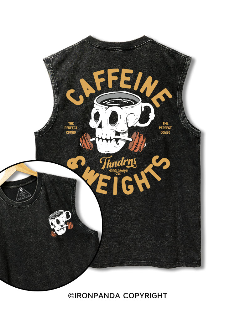 caffeine weights printed Washed Gym tank