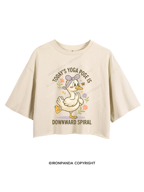 TODAY’S YOGA POSE IS DOWNWARD SPIRAL CROP TOPS