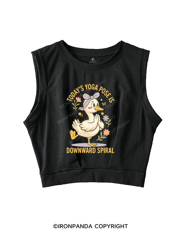 TODAY’S YOGA POSE IS DOWNWARD SPIRAL SLEEVELESS CROP TOPS