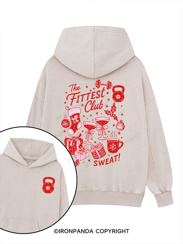 The Fittest Club Printed Washed Gym Hoodie