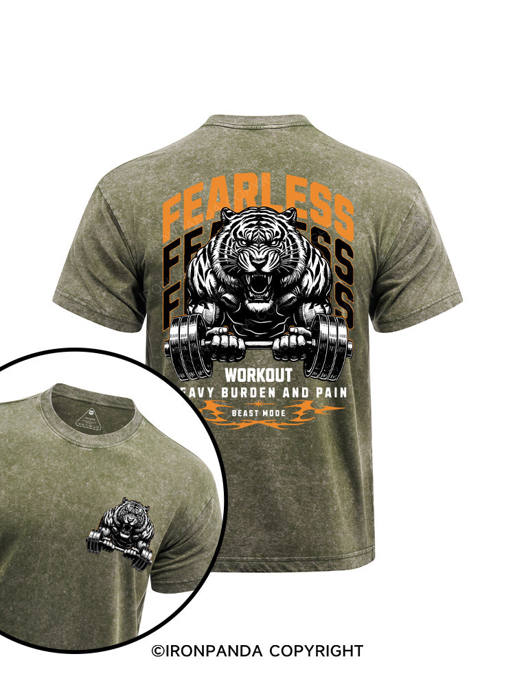 Tiger fearless workout printed Washed Gym Shirt