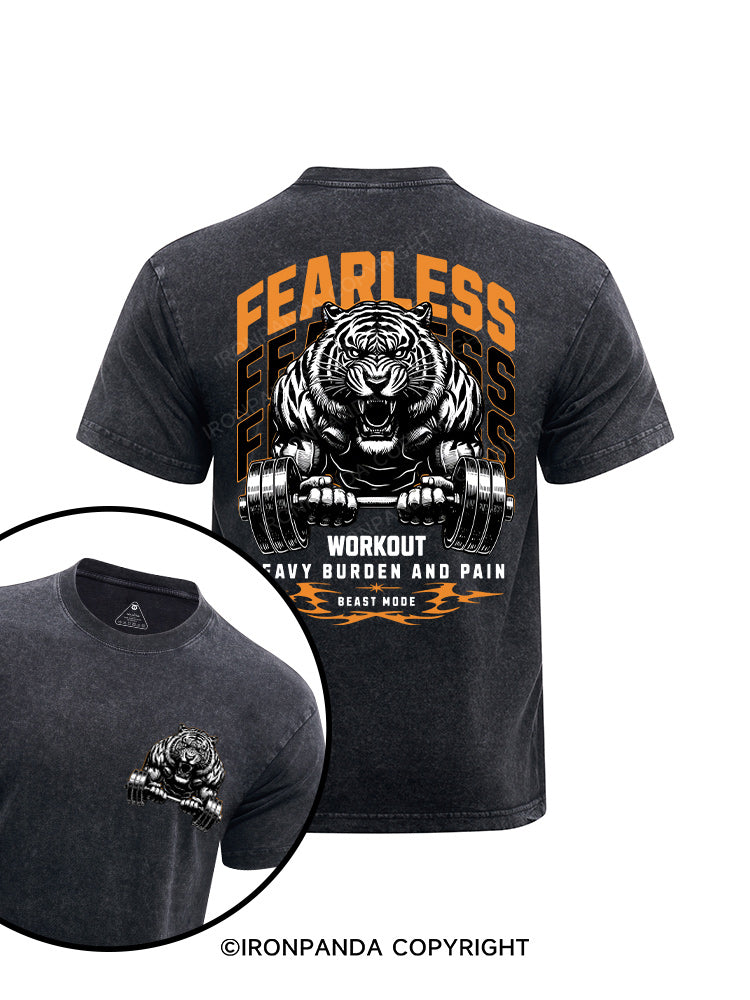 Tiger fearless workout printed Washed Gym Shirt