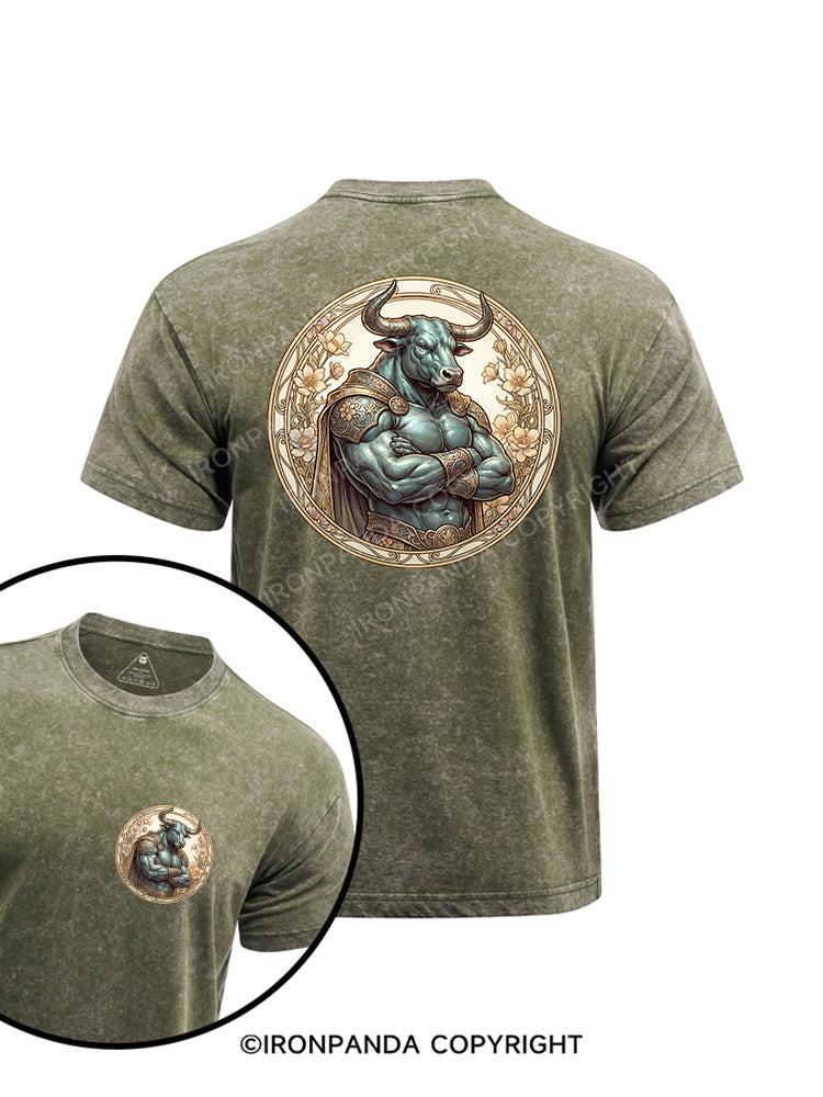 Titan Bull Muscle printed Washed Gym Shirt