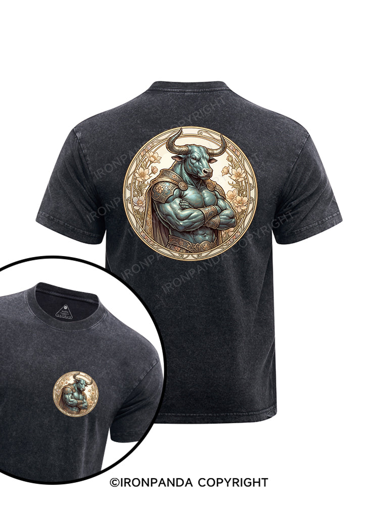 Titan Bull Muscle printed Washed Gym Shirt