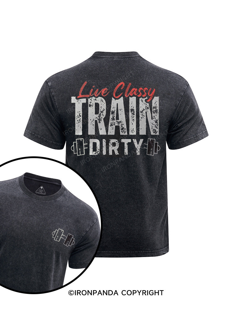 Live Classy Train Dirty printed Washed Gym Shirt