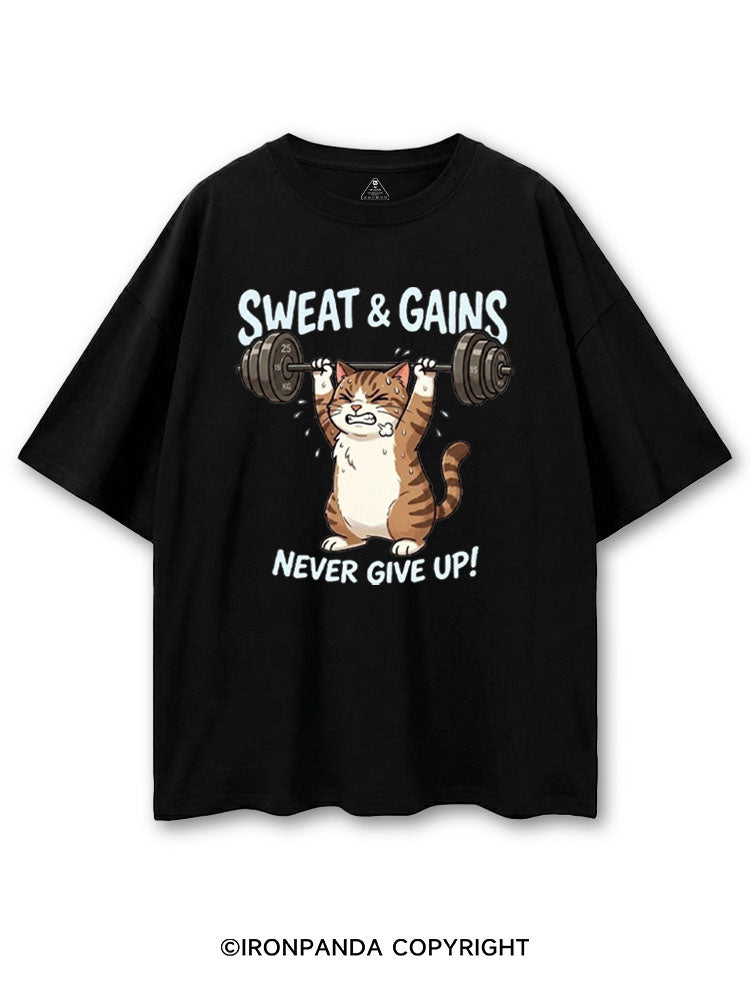 SWEAT & GAINS NEVER GIVE UP! TIRED CAT COTTON PUMP COVER