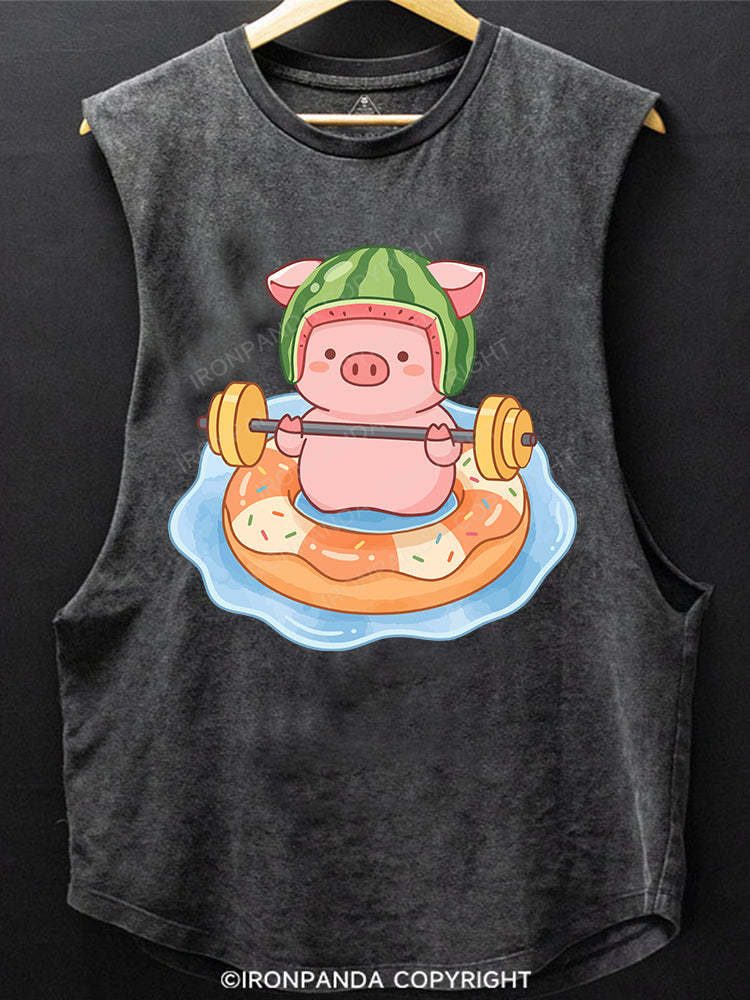 Watermelon Piggy Scoop Bottom Cotton Tank