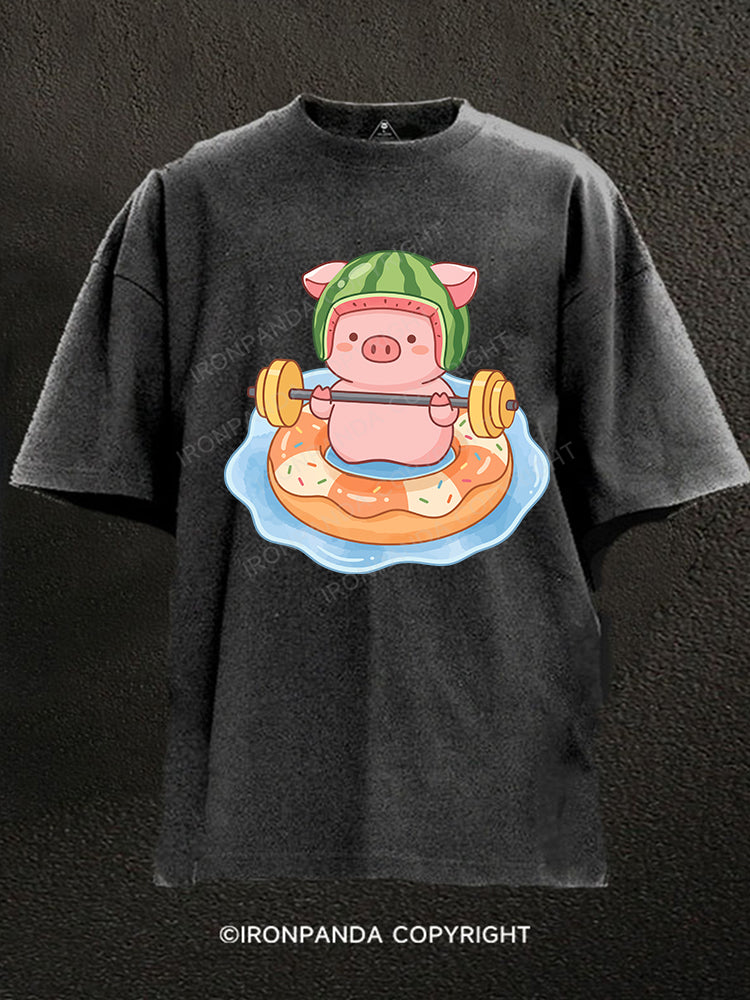 Watermelon Piggy Washed Gym Shirt