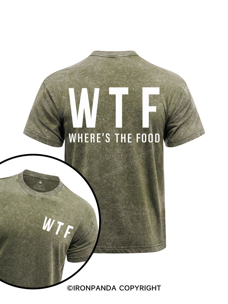 Where's The Food printed Washed Gym Shirt