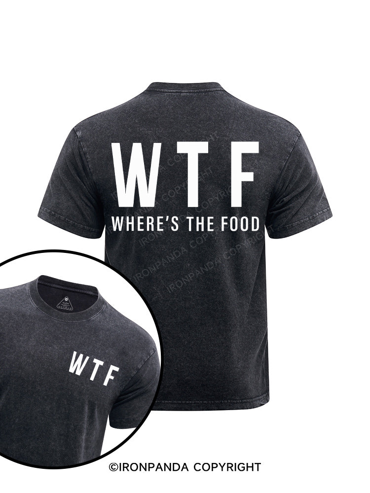 Where's The Food printed Washed Gym Shirt