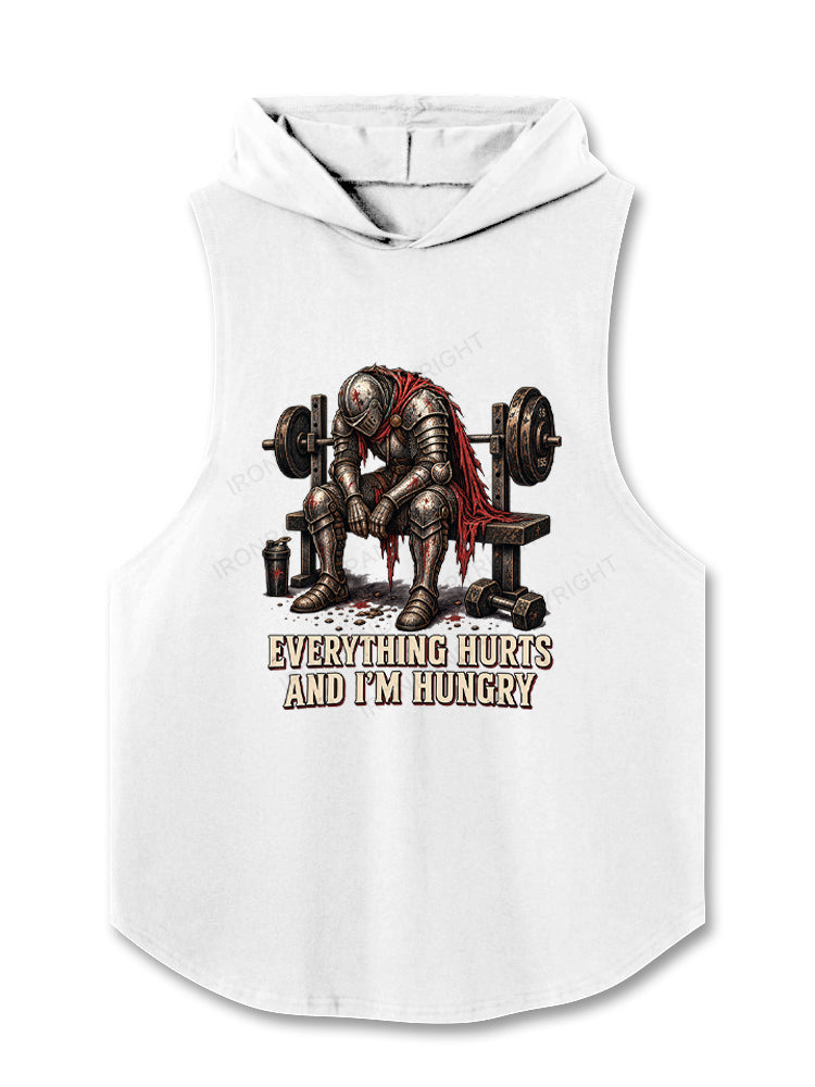 Everything Hurts And Im Hungry Funny Gym Knight Hooded Tank