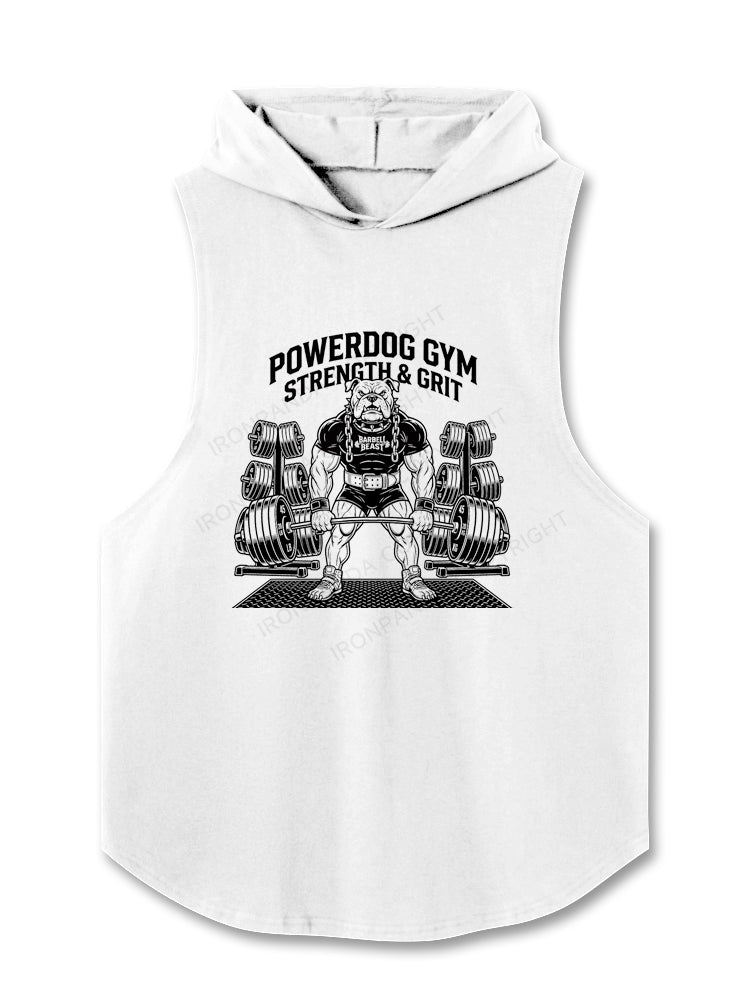 Powerdog Gym Strength and Grit Bulldog Lifting Hooded Tank