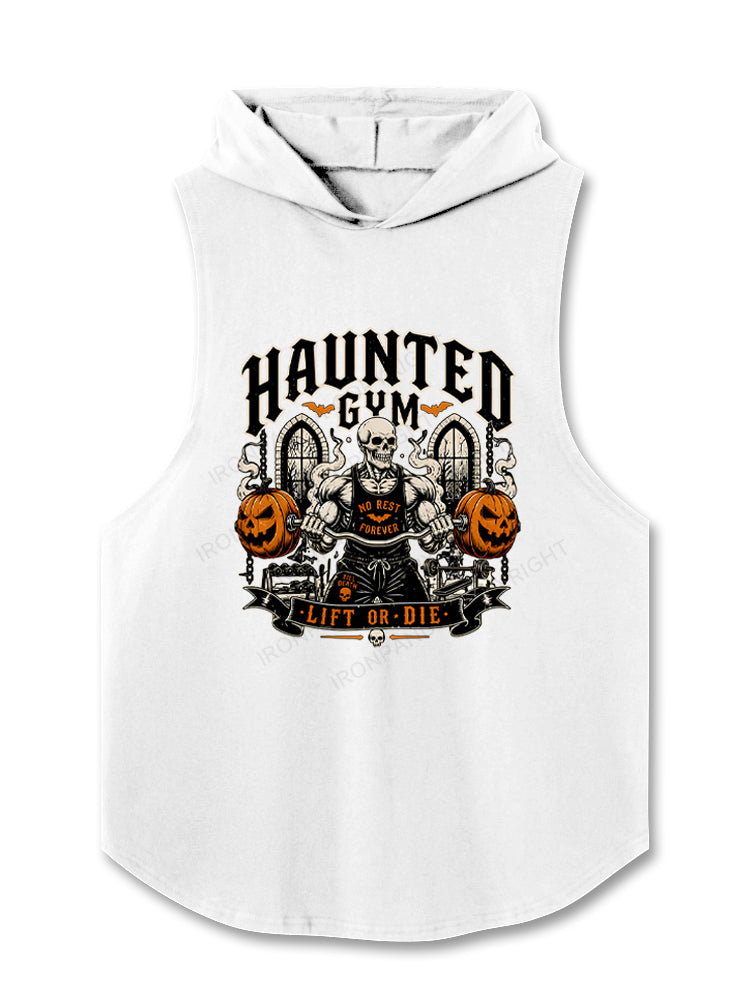 Haunted Gym Halloween Workout Skeleton Pumpkins Hooded Tank