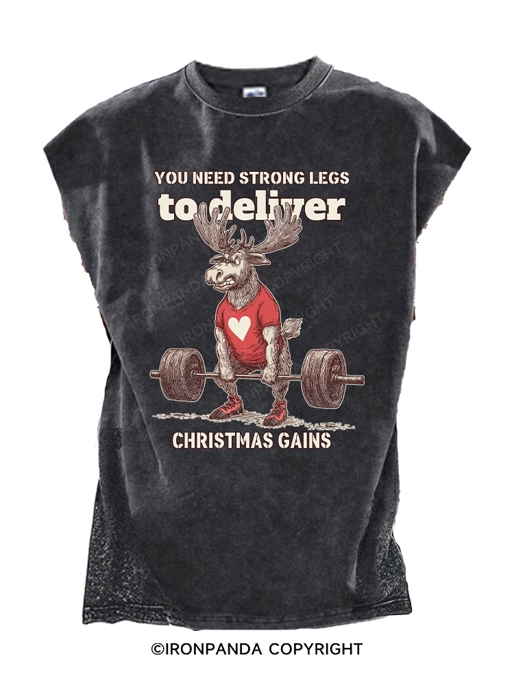 YOU NEED STONG LEGS TO DELIYER CHRISTMAS GAINS Cut Off Tank