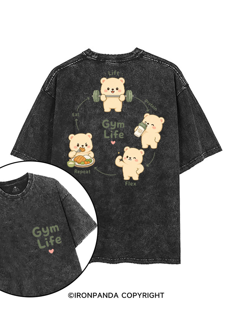 GYM LIFE CUTE BEAR printed Gym Shirt