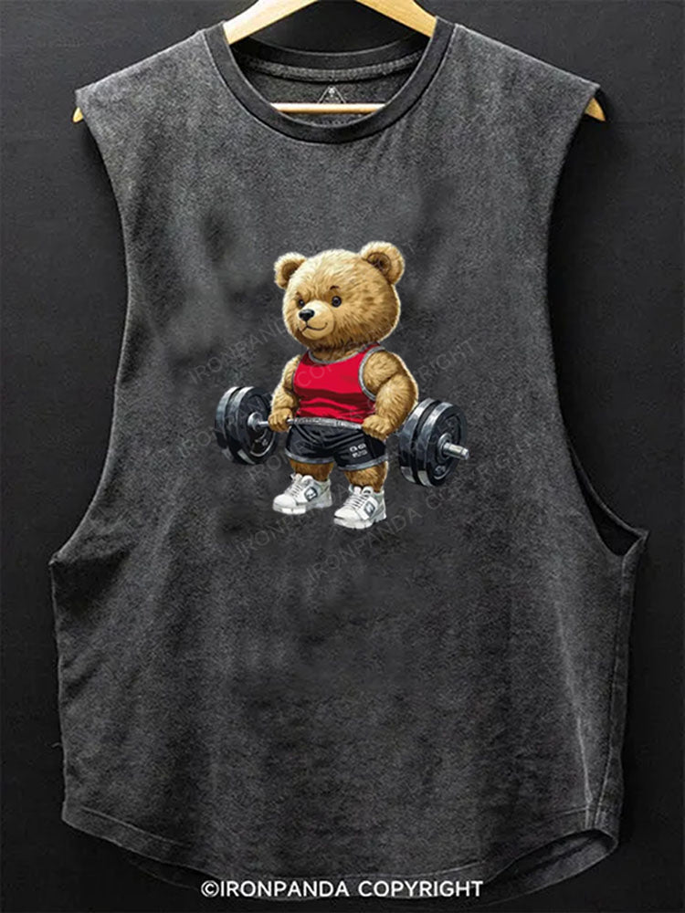 Funny Weightlifting Bear Scoop Bottom Cotton Tank