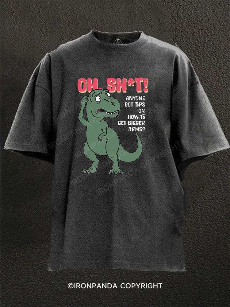 Funny T-Rex Small Arms Washed Gym Shirt