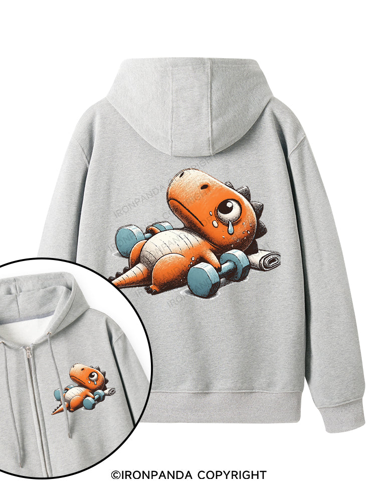 Dino-Sore After Workout Double-Sided Printed Fleece Zip Up Hoodie