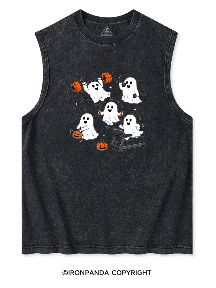 GHOST HALLOWEEN WORKOUT FITNESS Washed Tank