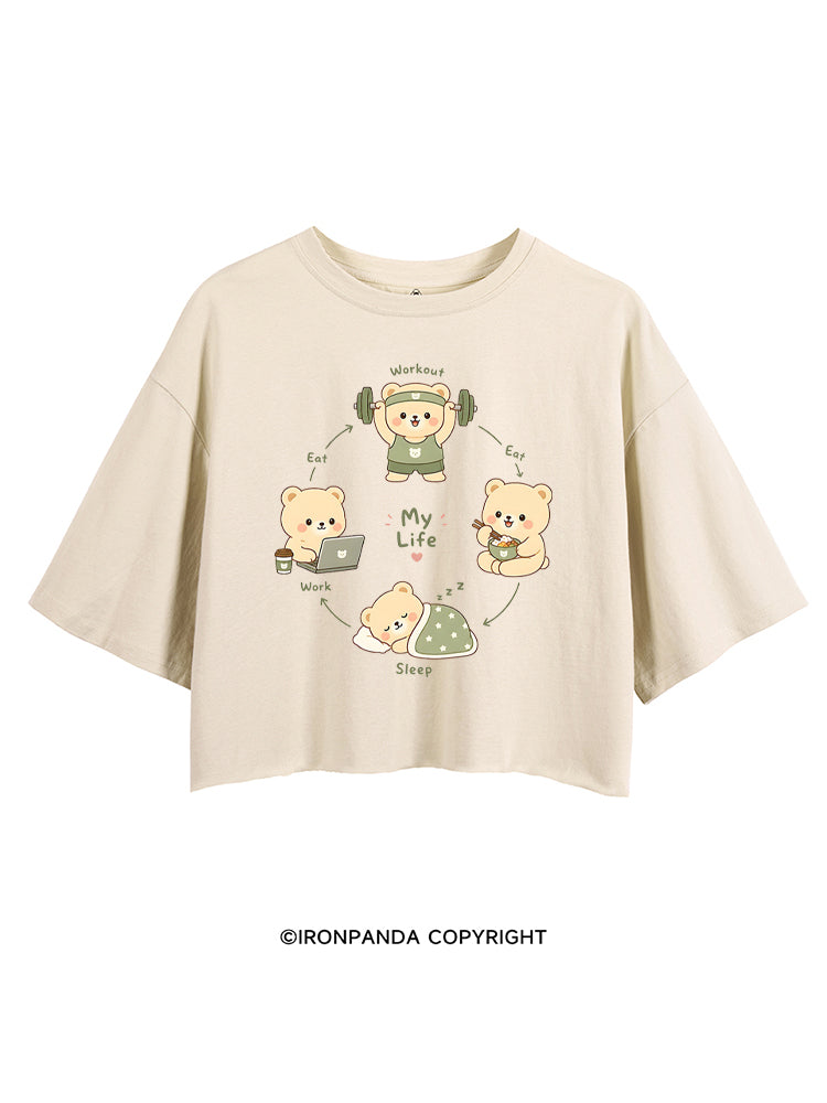 MY LIFE CUTE BEAR GYM CROP TOPS