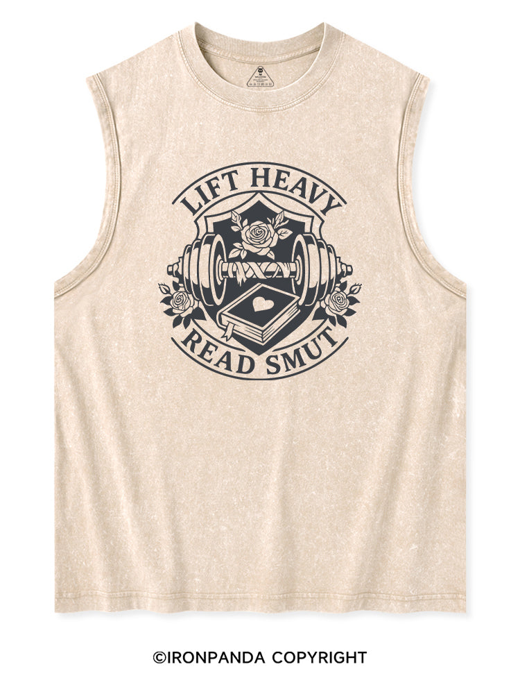 LIFT HEAVY READ SMUT FITNESS Washed Tank