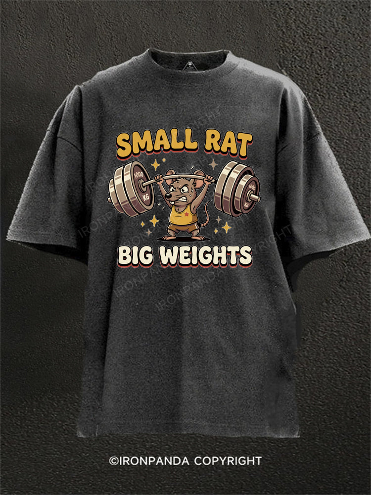 Small Rat Big Weights Washed Gym Shirt