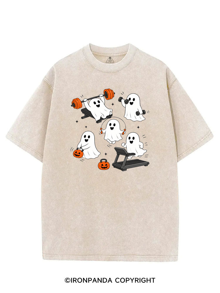 GHOST HALLOWEEN WORKOUT FITNESS VINTAGE GYM SHIRT