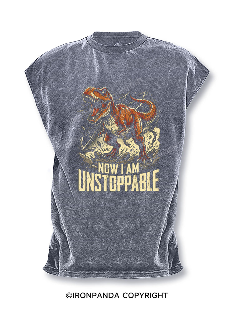Now I Am Unstoppable T-Rex Dinosaur Cut Off Tank