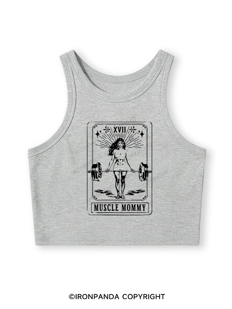 TAROT CARD MUSCLE MOMMY Fitted Crop Tank Top