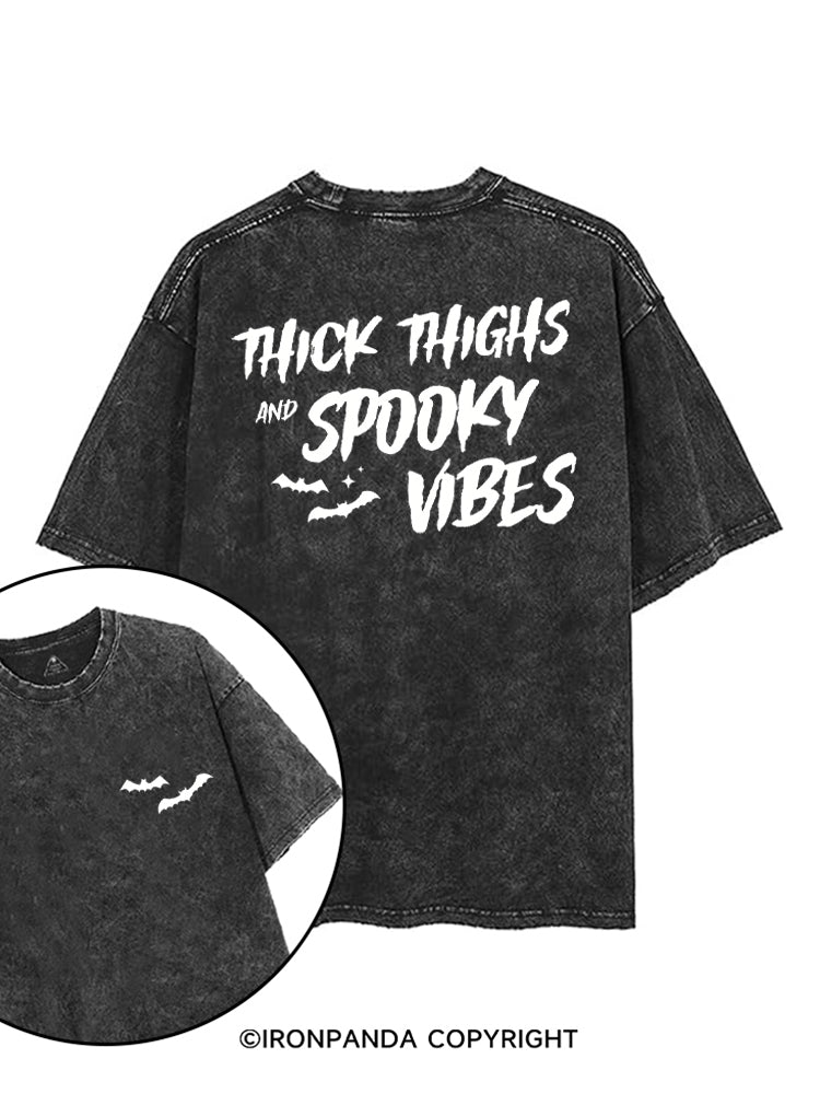THICK THIGHS AND SPOOKY VIBES HALLOWEEN SEASON printed Gym Shirt