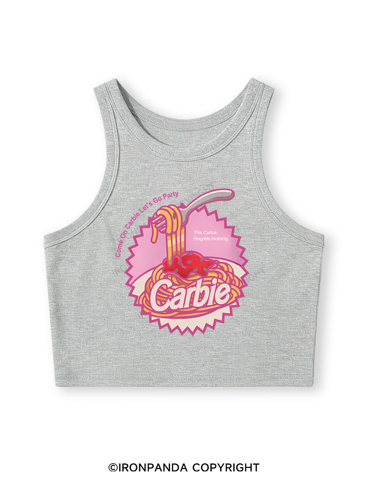 Carbie I Love Carbs Bread Pasta Pizza Fitted Crop Tank Top