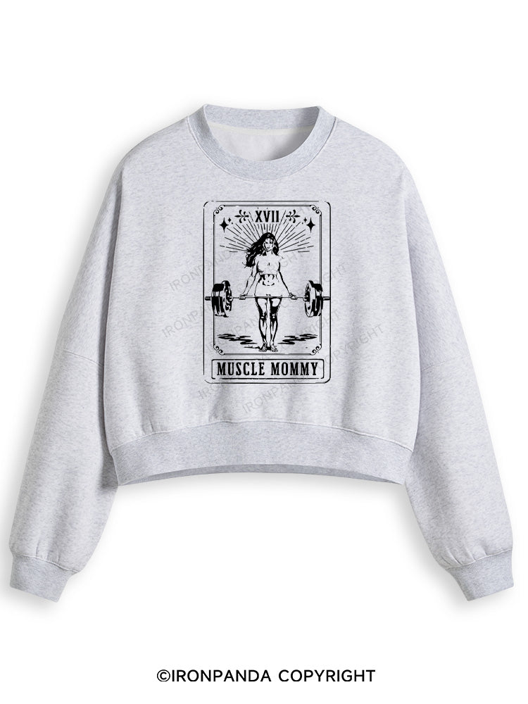TAROT CARD MUSCLE MOMMY Fleece Crop Sweatshirt