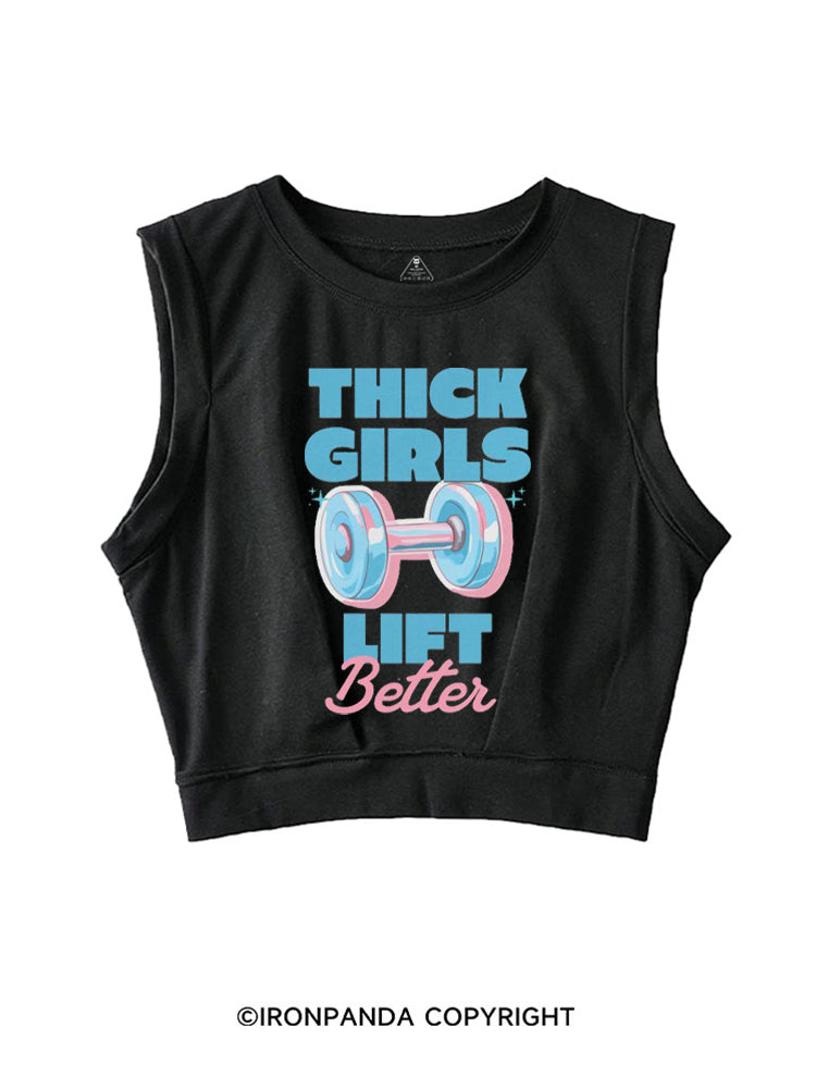 THICK THIGHS LIFT BETTER GYM GIRLY SLEEVELESS CROP TOPS