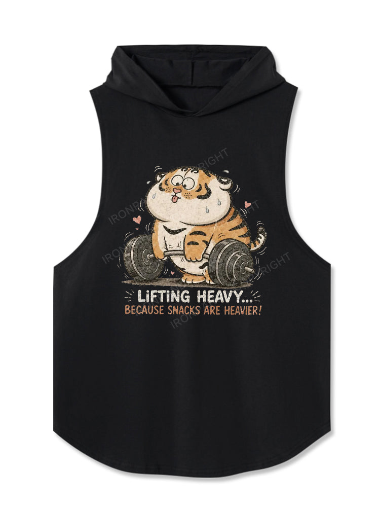 Lifting Heavy... Because Snacks Are Heavier! Hooded Tank