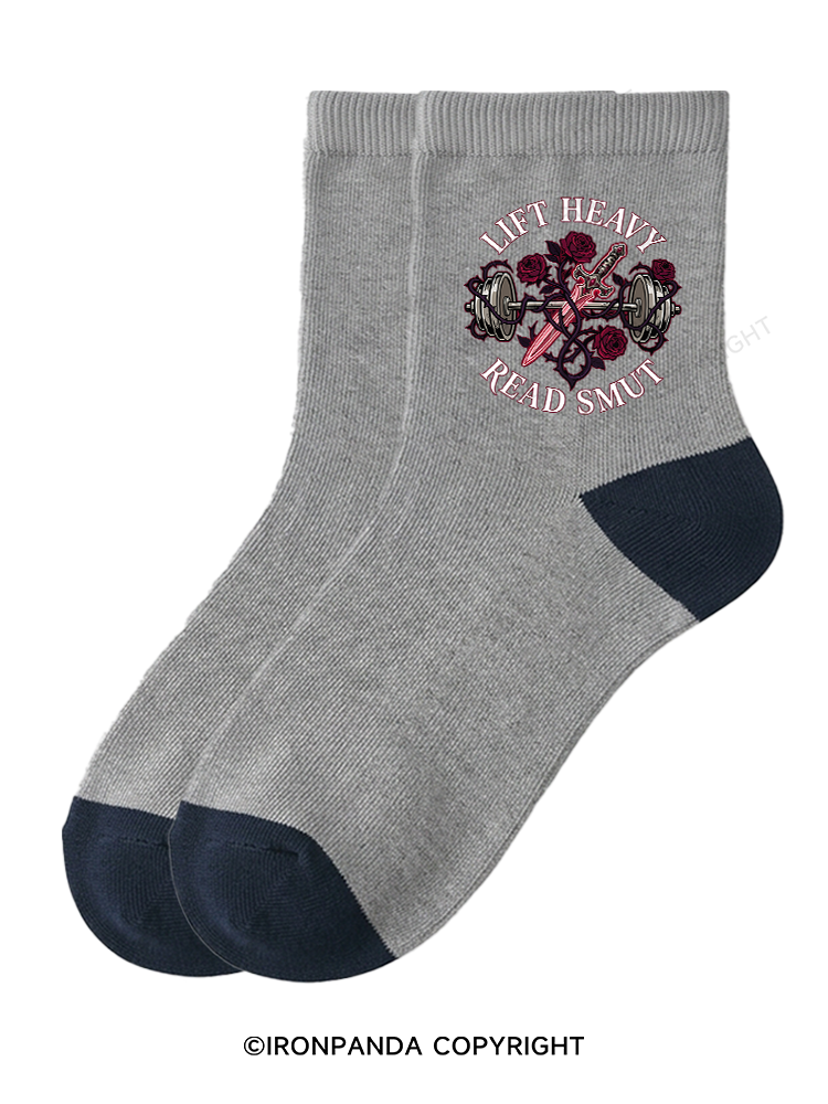 LIFT HEAVY READ SMUT Crew Socks