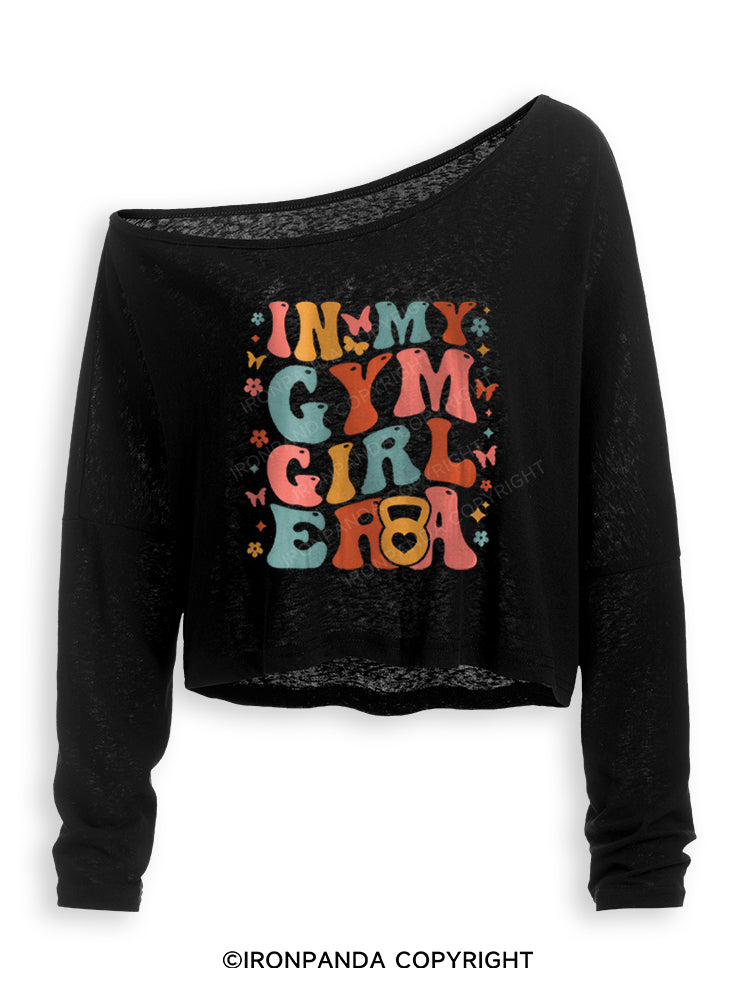 IN MY GYM GIRL ERA FUNNY WORKOUT Off Shoulder Long Sleeve Crop Top