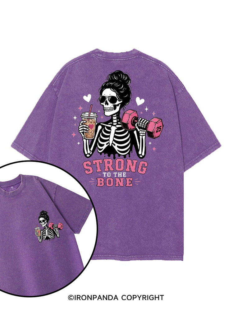 STRONG TO THE BONE SKELETON printed Gym Shirt