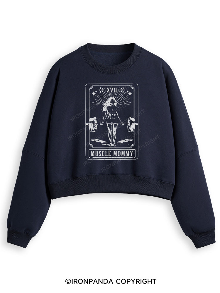 TAROT CARD MUSCLE MOMMY Fleece Crop Sweatshirt