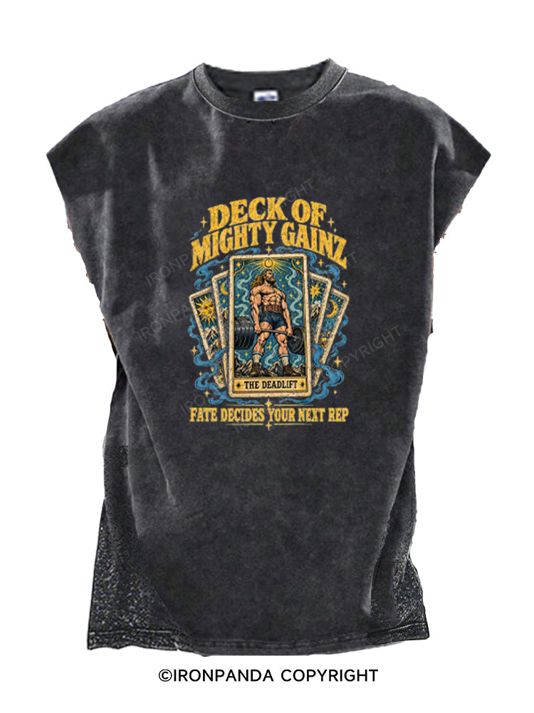Deck Of Mighty Gainz The Deadlift Tarot Card Cut Off Tank