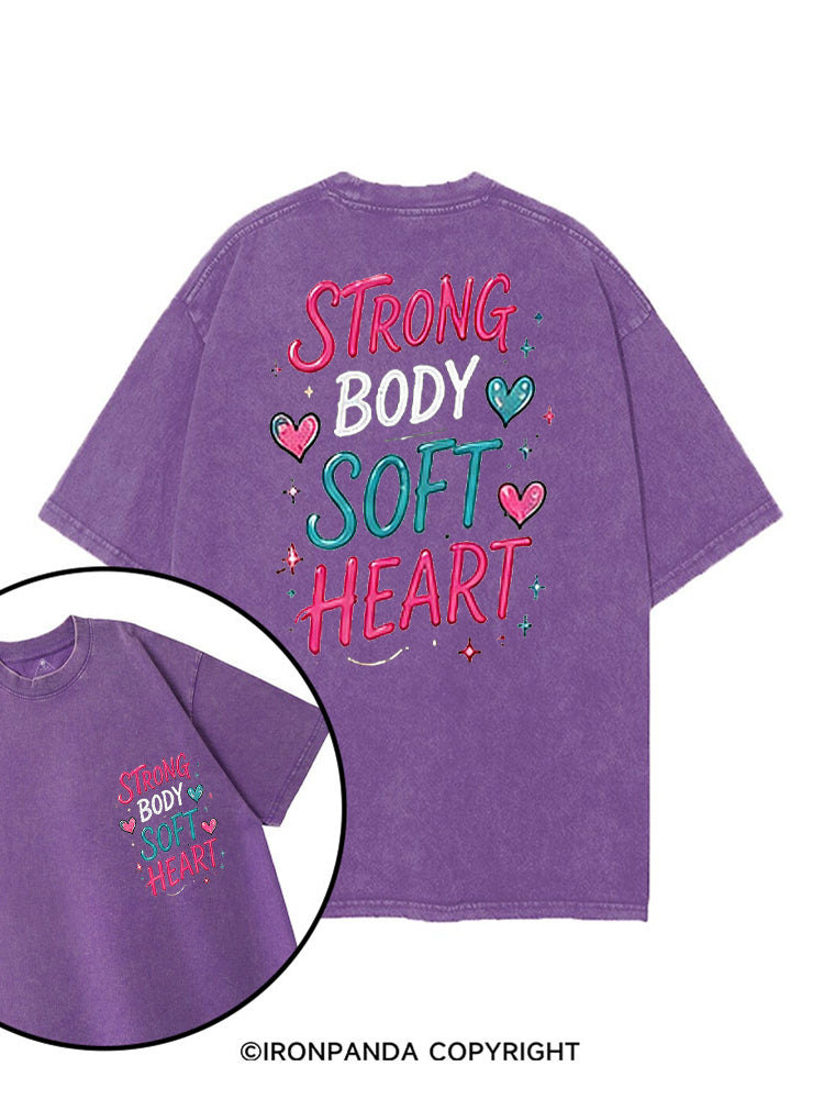 STRONG BODY SOFT HEART SELF-CARE printed Gym Shirt