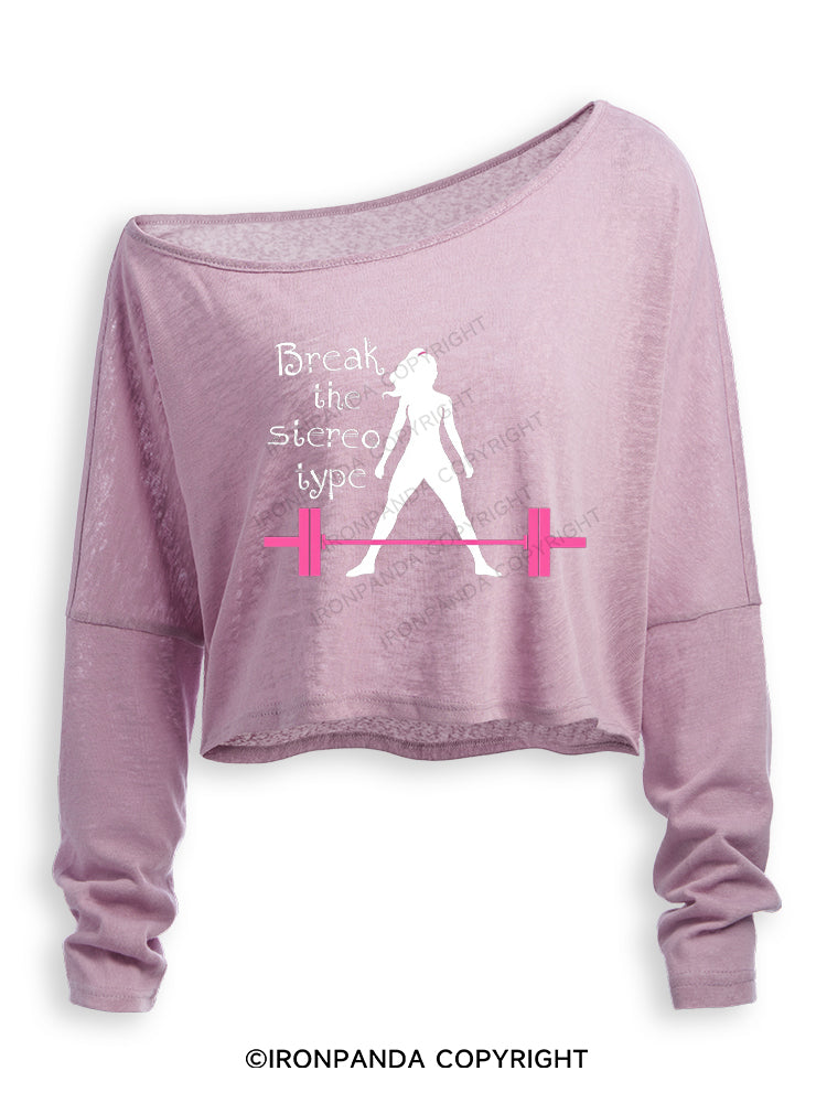 Break the stereo type Off Shoulder Long Sleeve Crop Top
