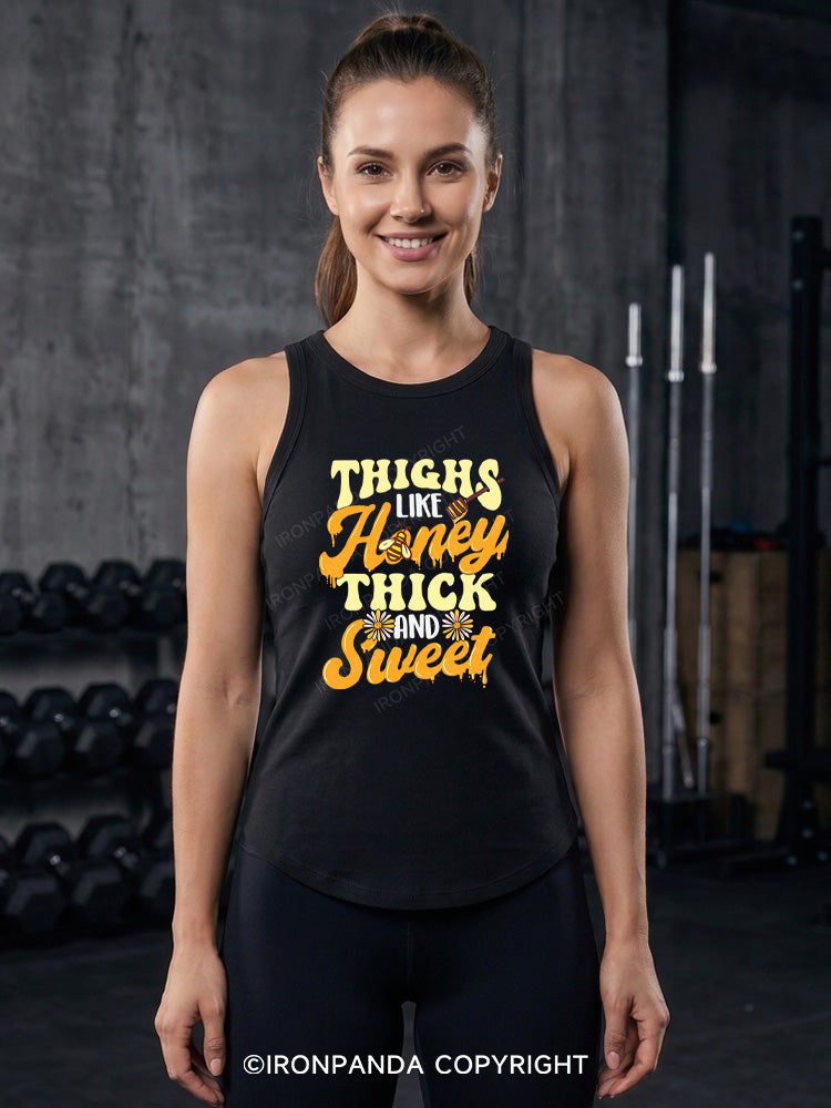 THIGHS LIKE HONEY THICK AND SWEET Fitted Tank Top