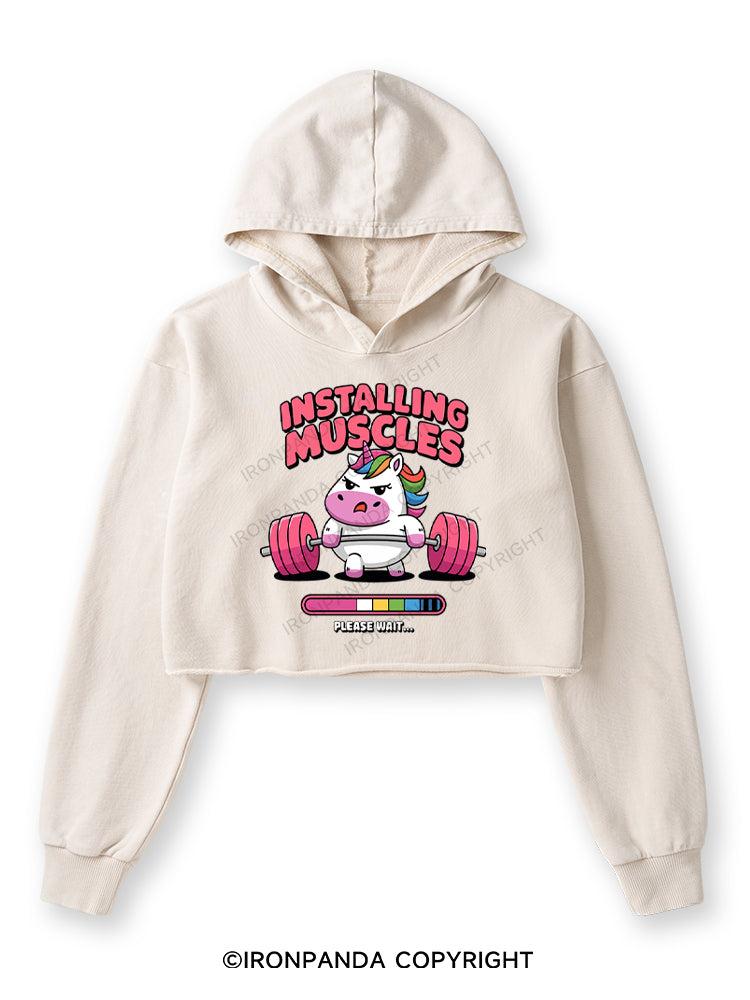 INSTALLING MUSCLES Washed Crop Hoodie
