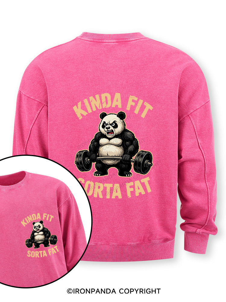 KINDA FIT SORTA FAT PANDA Double-Sided Printed Washed Sweatshirt