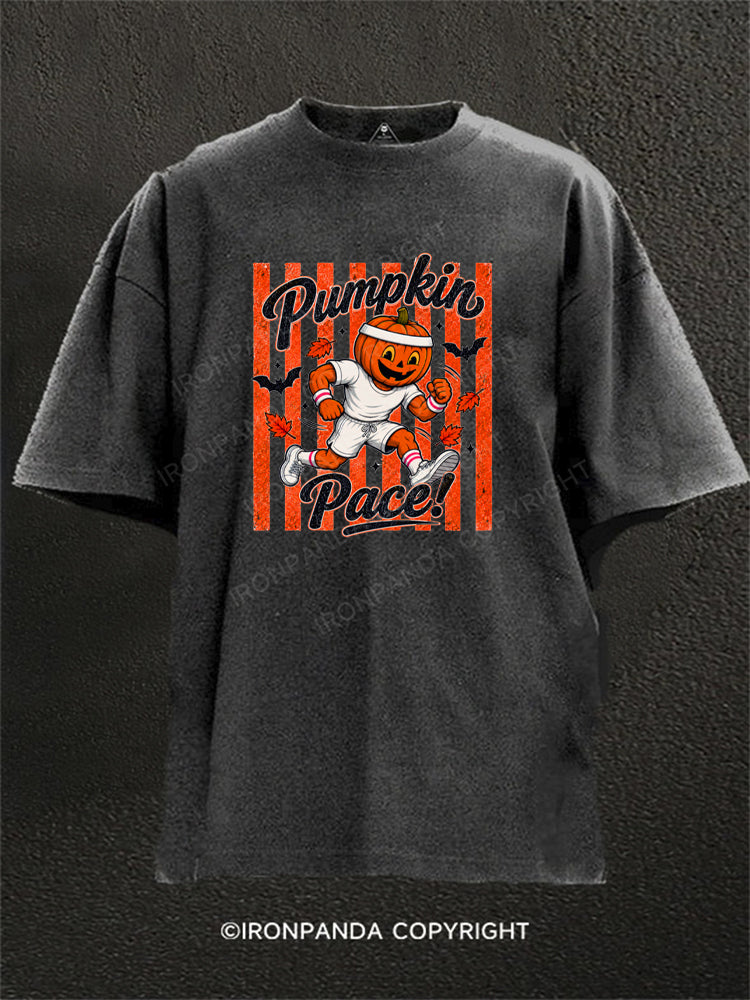 Halloween Pumpkin Running Washed Gym Shirt