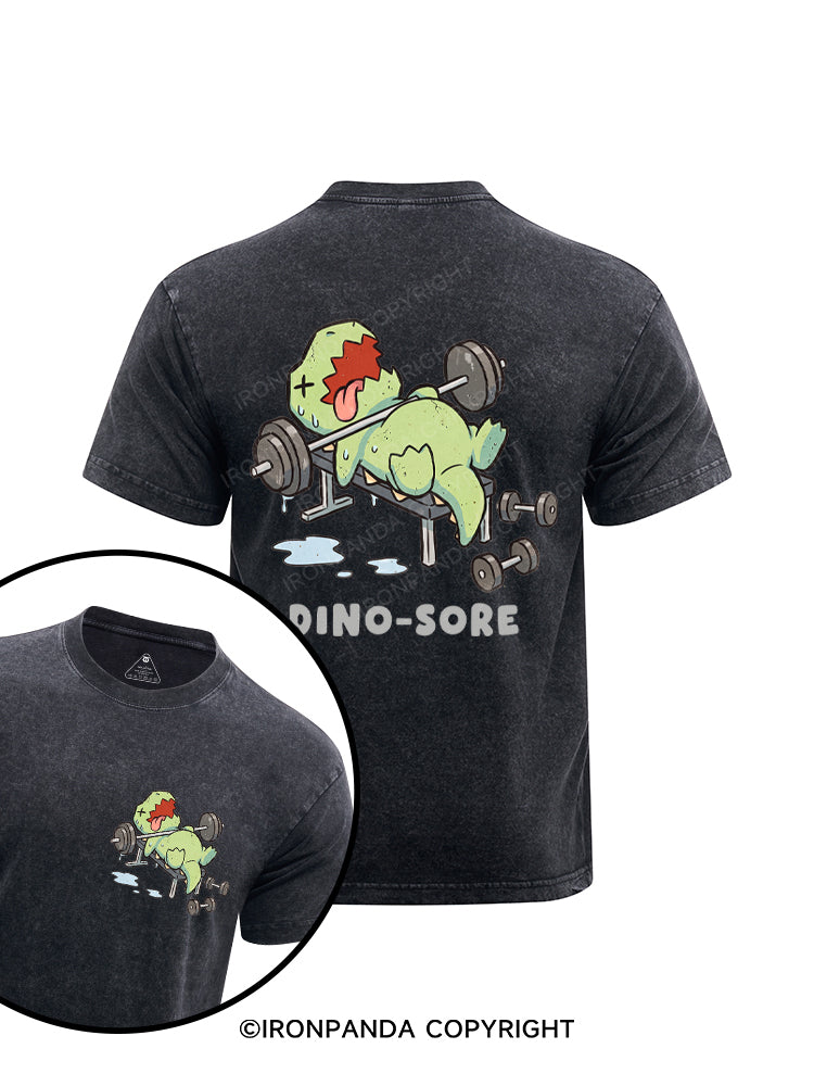 DINO-SORE FUNNY Printed Washed Gym Shirt